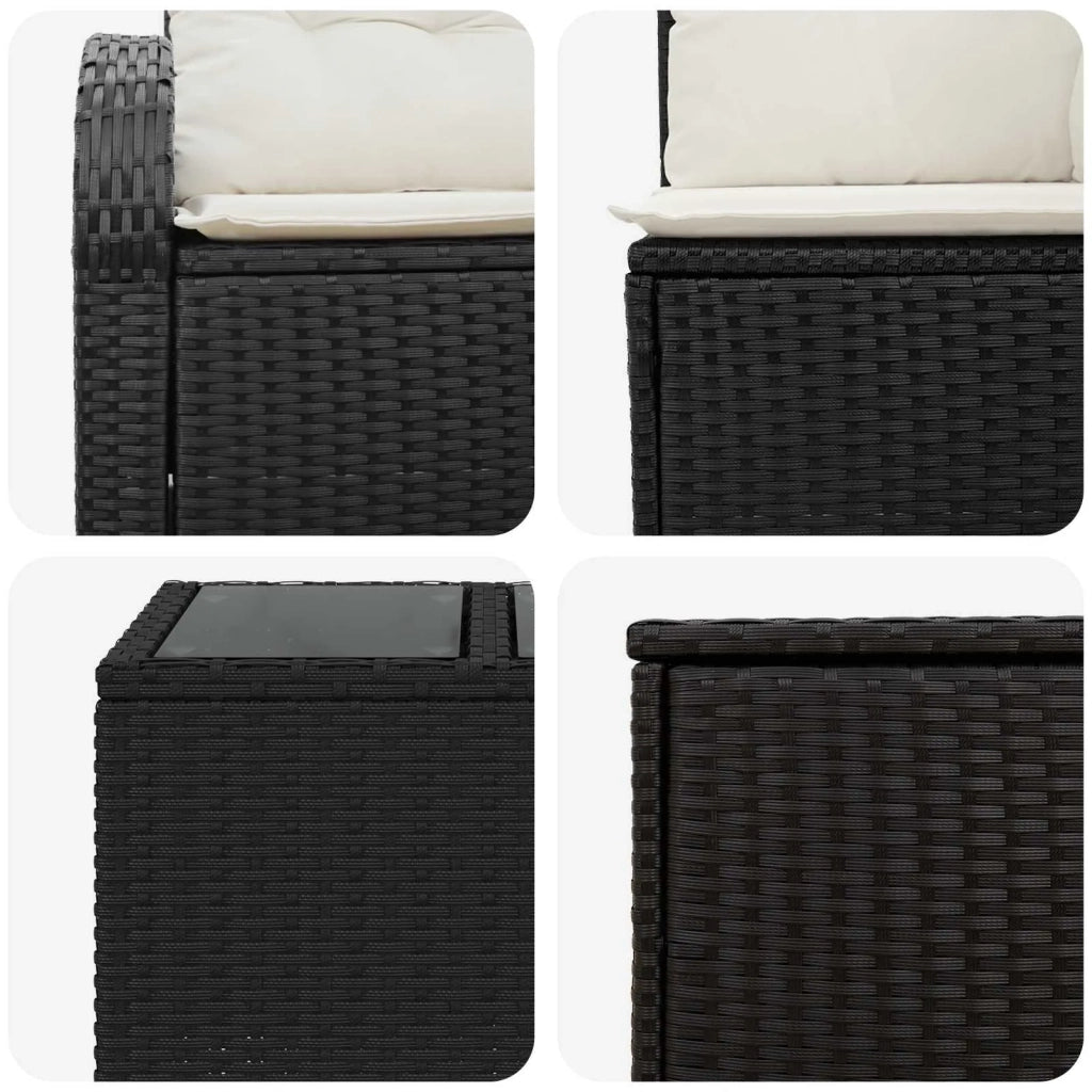 Set di divani 6 pz Nero e Bianco Crema 3447176