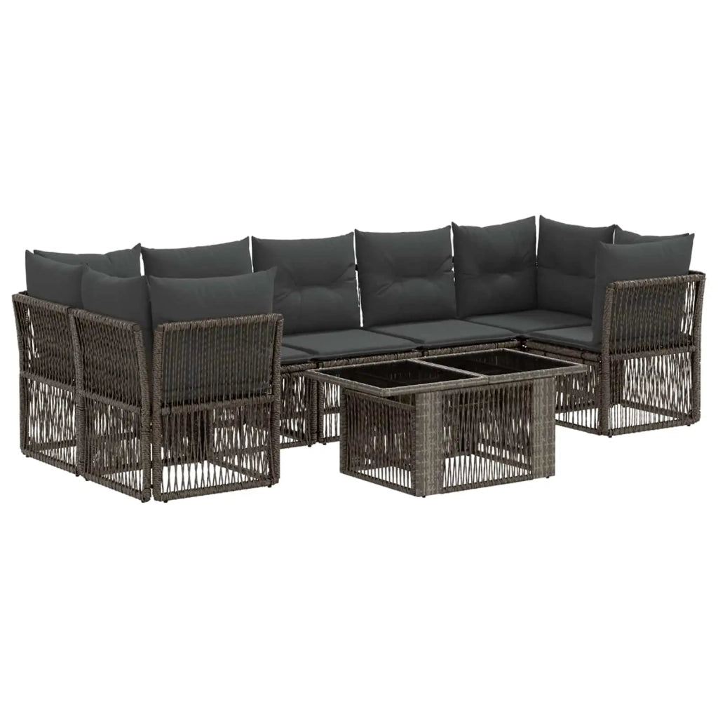 Set Divano da Giardino 8 pz Grigio polyrattan 3436427