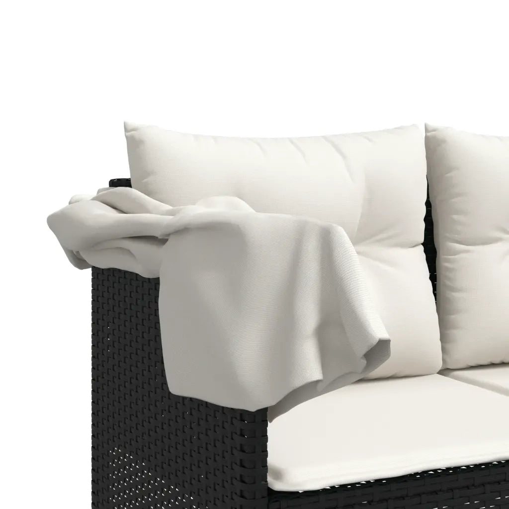 Set Divani da Giardino 5 pz | Set Salotto da Giardino con Cuscini in Polyrattan Nero