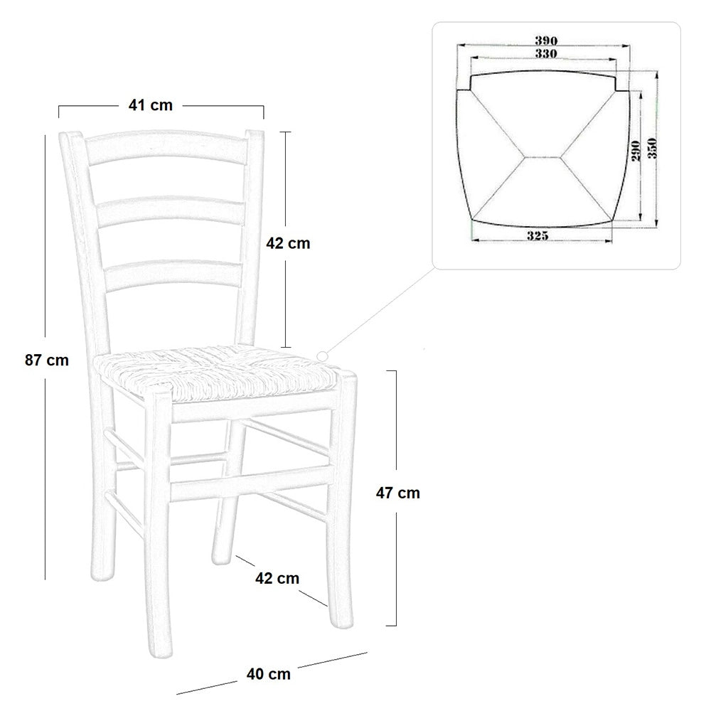 Sedie da sala da pranzo legno nero venezia con seduta in paglia x4