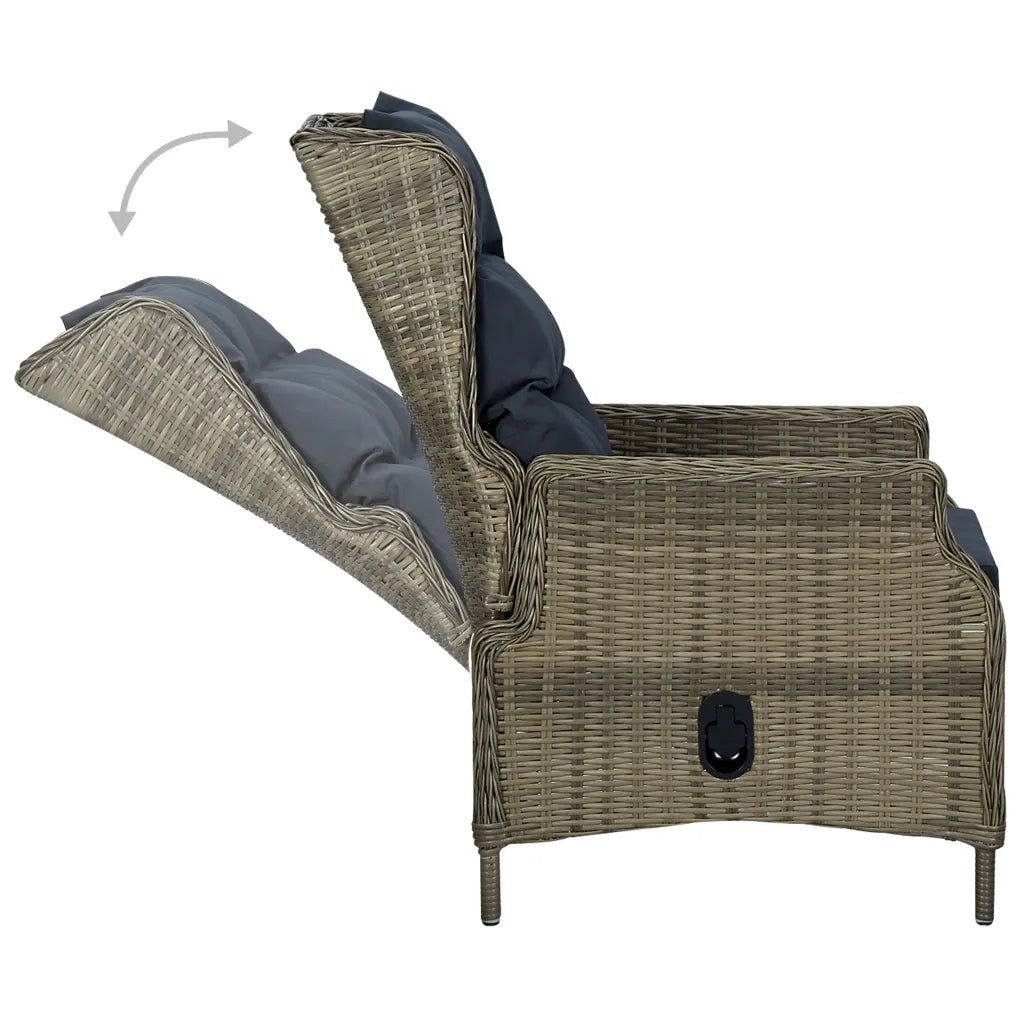 Set da Pranzo da Giardino 7 pz con Cuscini in Polyrattan Marrone