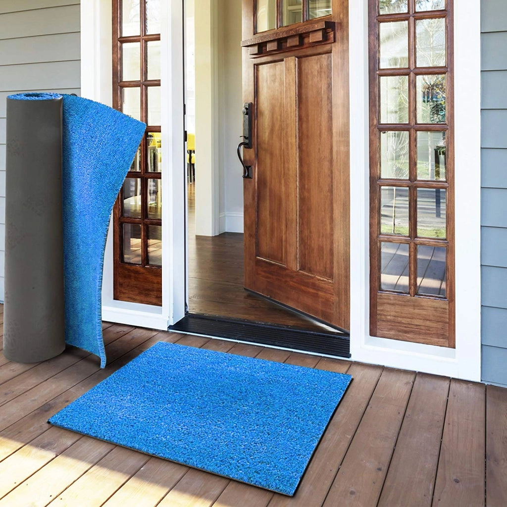 Zerbino Cocco Naturale Colorato Antiscivolo Su Misura Tappeto Ingresso Entrata 100x200 cm Blu