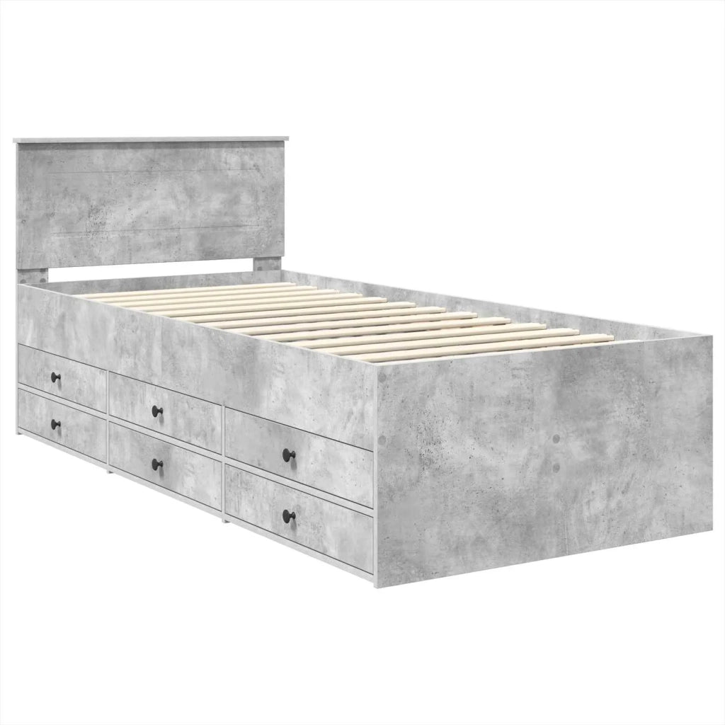 Daybed Grigio Cemento e Nero 100 x 200 cm Legno multistrato