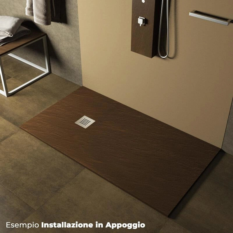 Piatto Doccia in Pietra 70x110 cm Pedrinelli Ardesia Stone Side Marrone