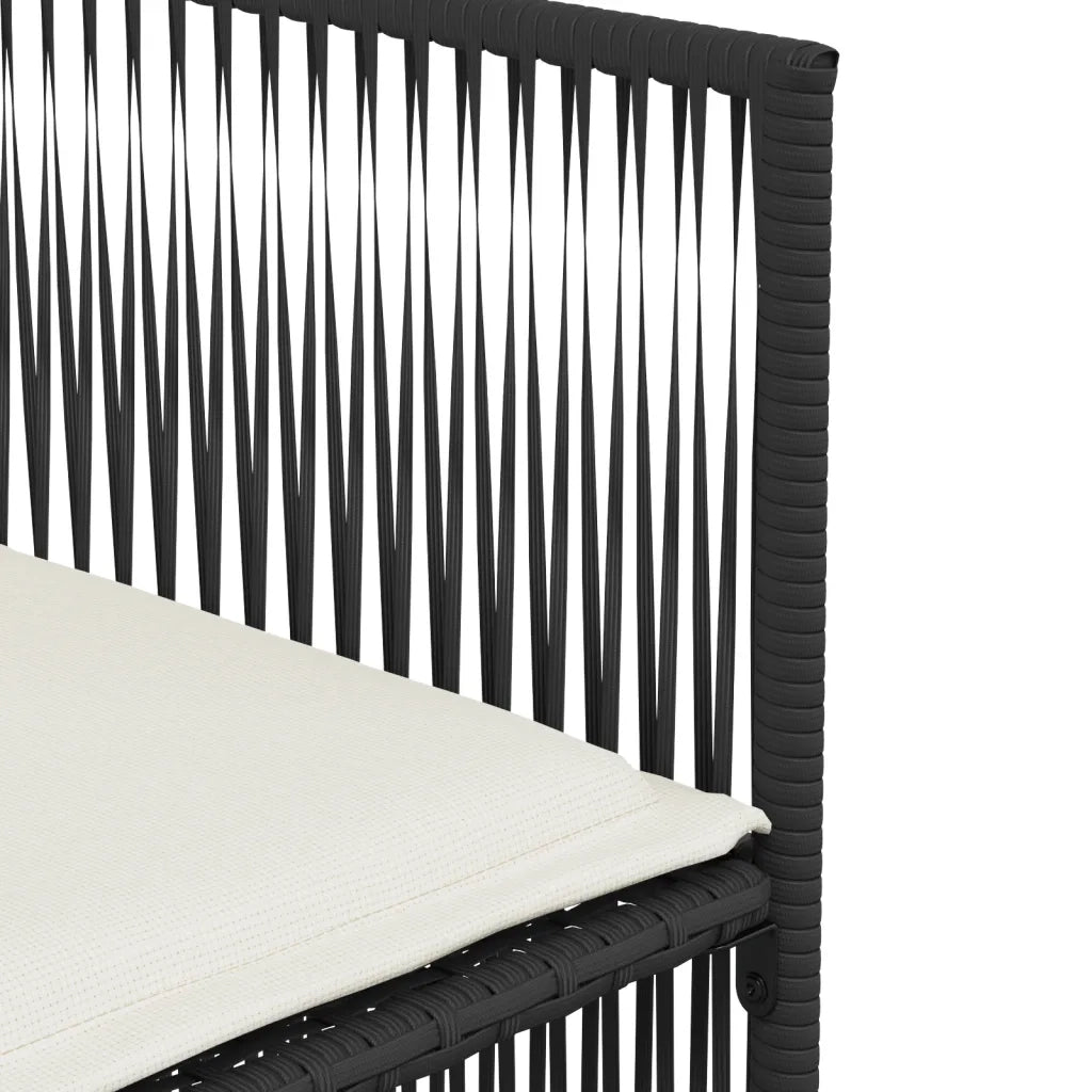 Set da Pranzo da Giardino 7 pz | Set Salotto da Giardino Nero con Cuscini in Polyrattan
