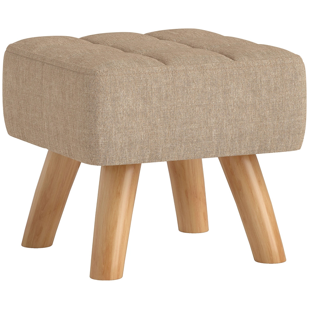 Pouf imbottito in tessuto con gambe in legno ¨C Minimal ¨C 27x27x26 marrone chiaro