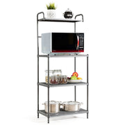Carrello da cucina per microonde con 4 livelli, Carrello da cucina multiuso, Grigio