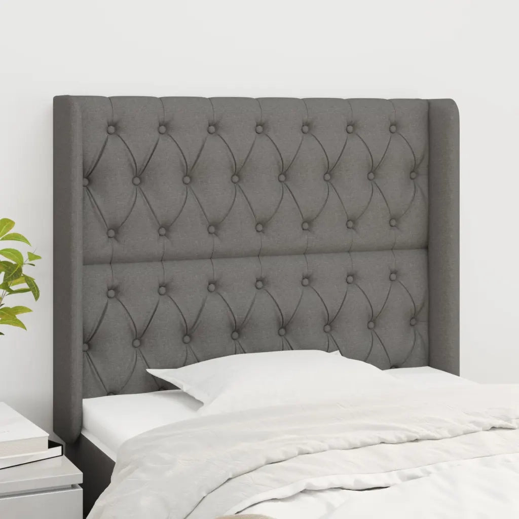 Testiera | Testata ad Orecchio GrigioScuro 103x16x118/128cm inTessuto
