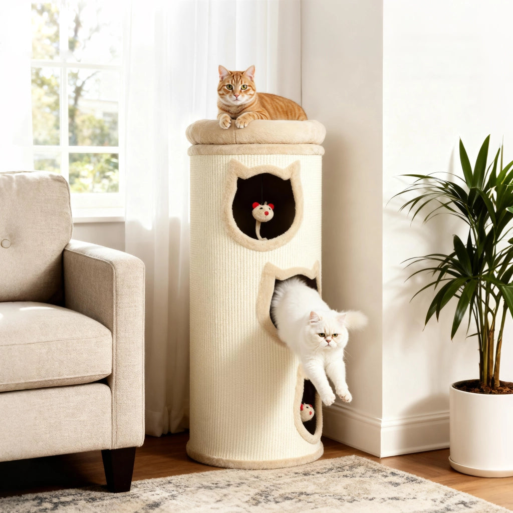 Tiragraffi per gatti con piattaforma e sisal ¨C Minimal ¨C crema 38x96 cm