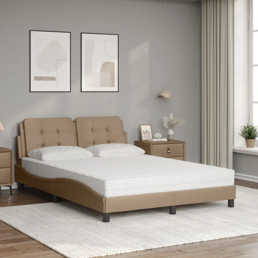 Letto con Materasso Zadar Cappuccino 140x200cm Similpelle