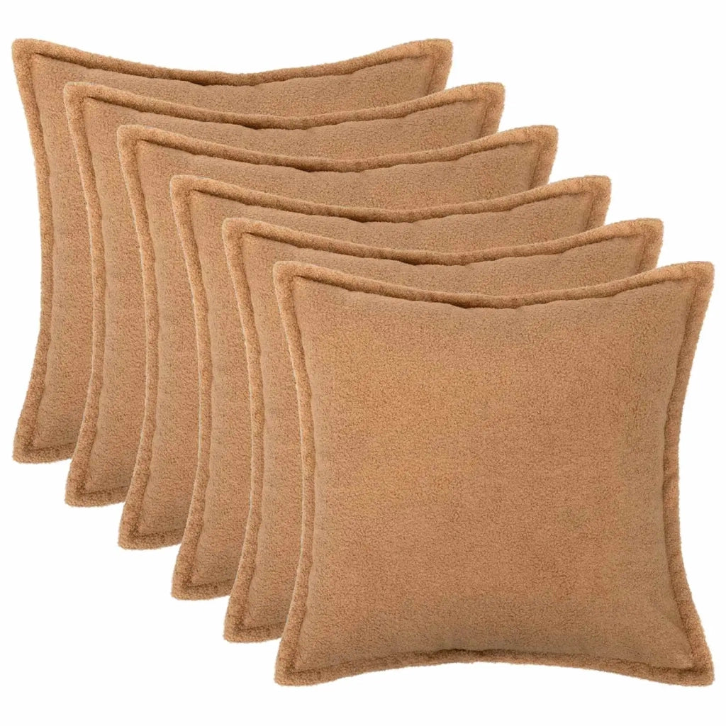 Federa 6 pcs HOUTEN Beige 40 x 40 cm Bouclé 916841