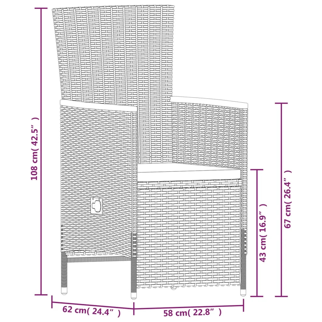 Set da Pranzo da Giardino 9 pz con Cuscini Grigio 3099464