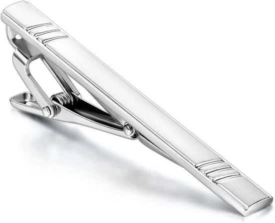Stropdasklem in Messing Laccato per Uomini, Chiusura di Sicurezza con Design Elegante (Argento)