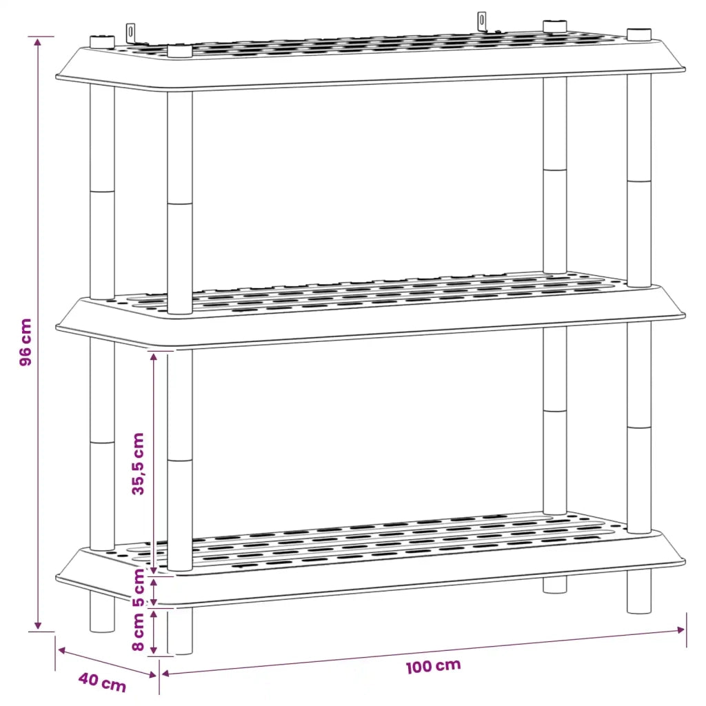 Unità di scaffalatura 3 livelli 100 x 40 x 96 cm PP Antracite 8011744
