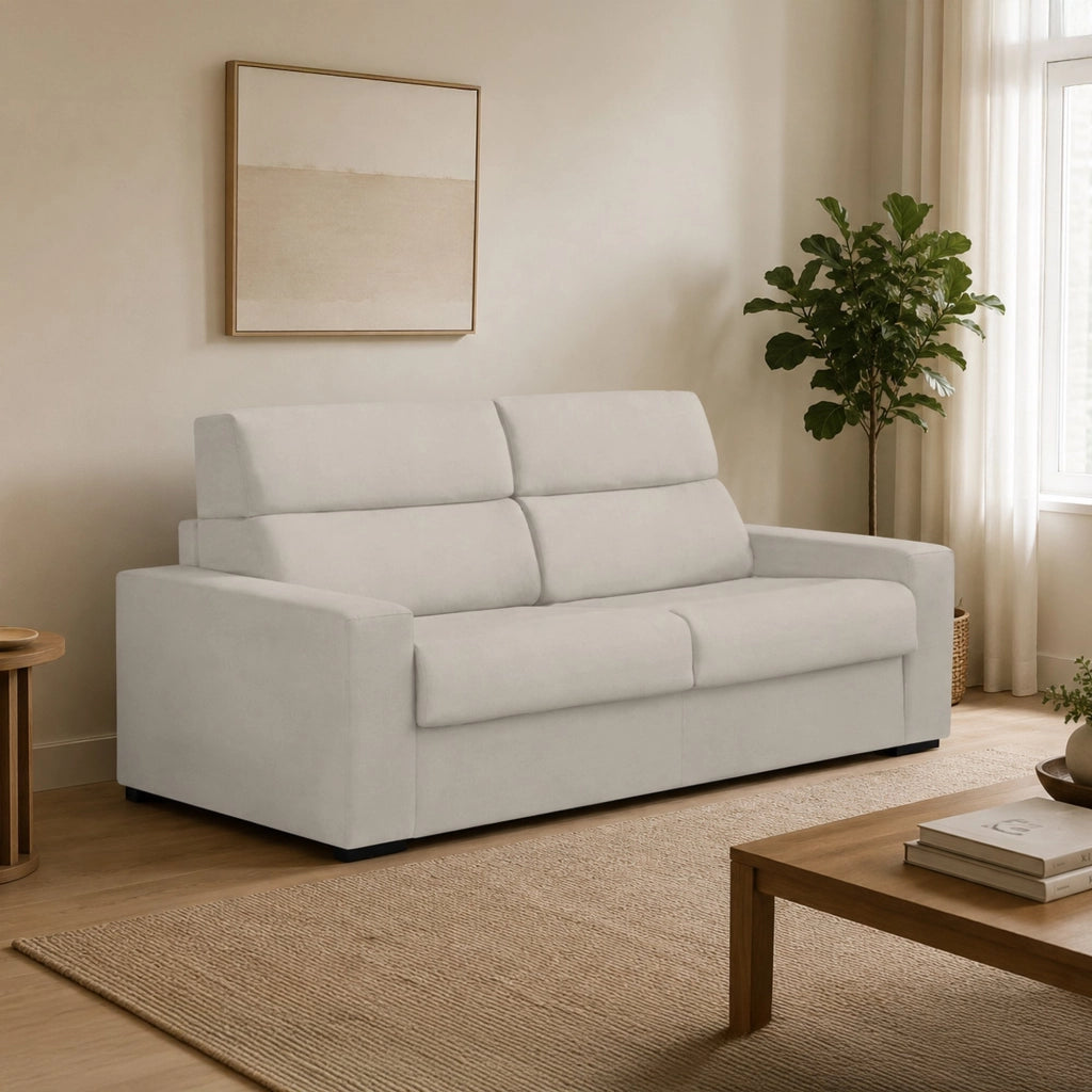 None, Divano Letto 2 Posti Sfoderabile Made in Italy, 180x95 cm Beige