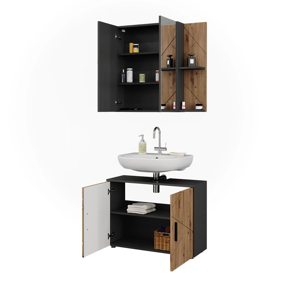 Vicco Mobile lavabo Antracite/Artisan 2 parti