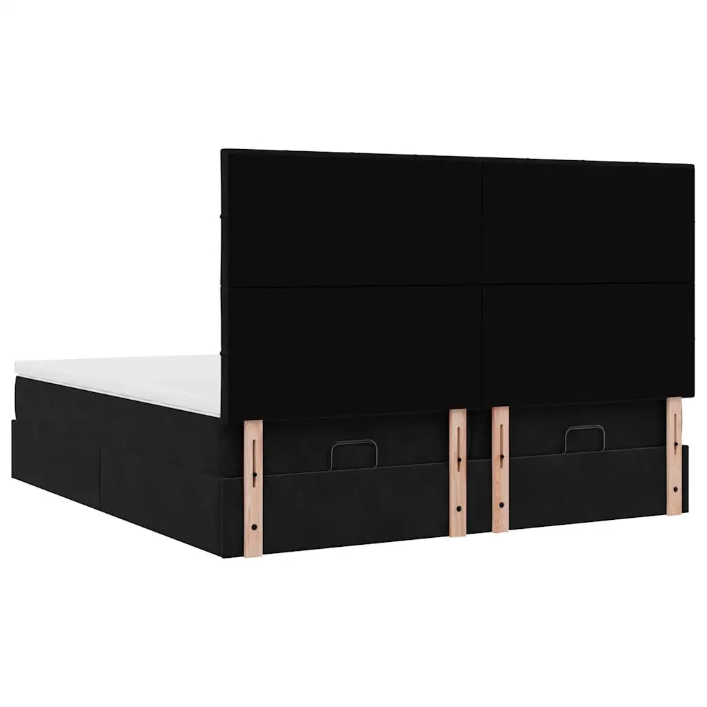 Struttura Letto Pouf con Materassi Nero 180x200 cm in Velluto 3313774