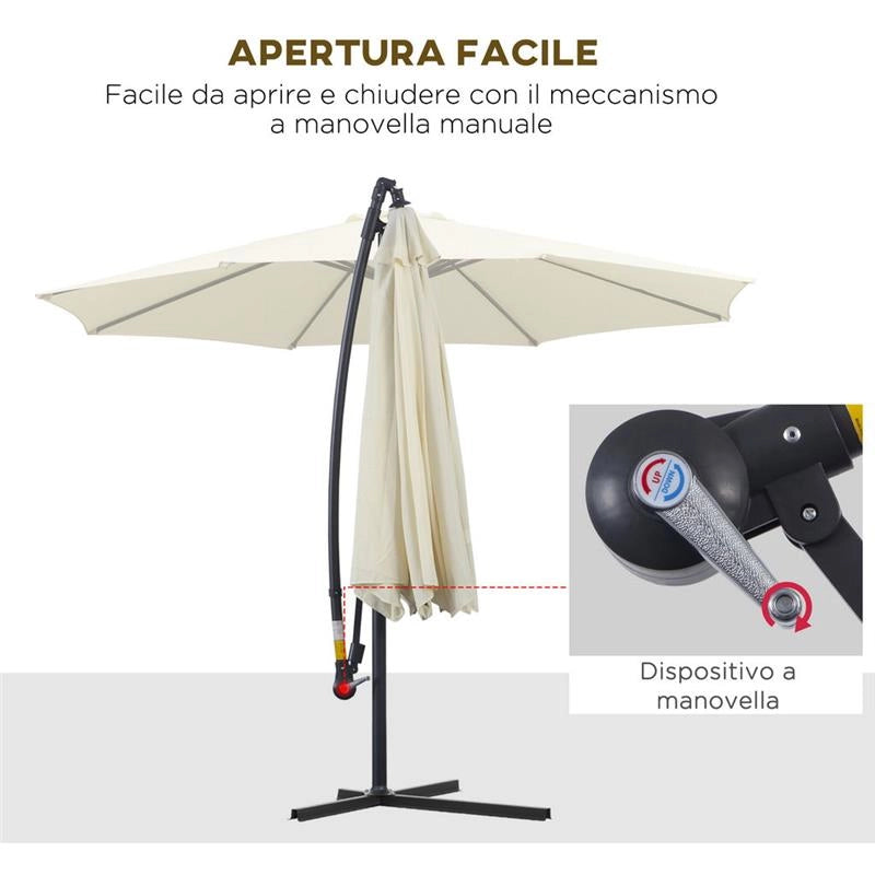 OMBRELLONE PARASOLE DA GIARDINO TONDO DA 300 CM COLORE BEIGE