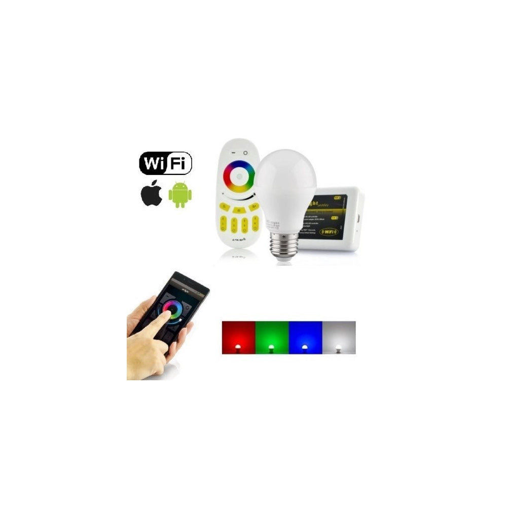 Trade Shop - Lampada Led Wifi Luce Bianca Rgb Multicolor E27 Telecomando Rf Modulo Smartphone -