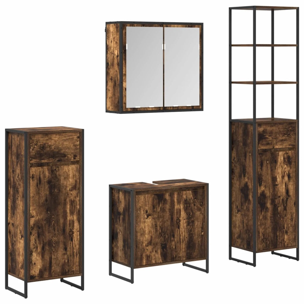Set di mobili per il bagno Rovere fumé Legno multistrato 3403054