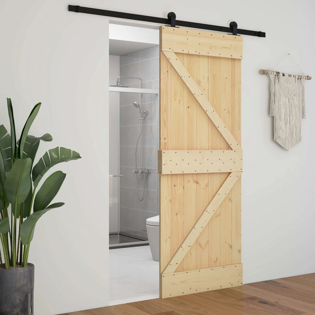Porta scorrevole Naturale e Nero 80 x 210 cm 3444854
