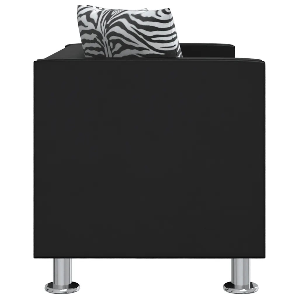 Set Divani a 3 e a 2 Posti e Poltrona in Similpelle Nero 272179