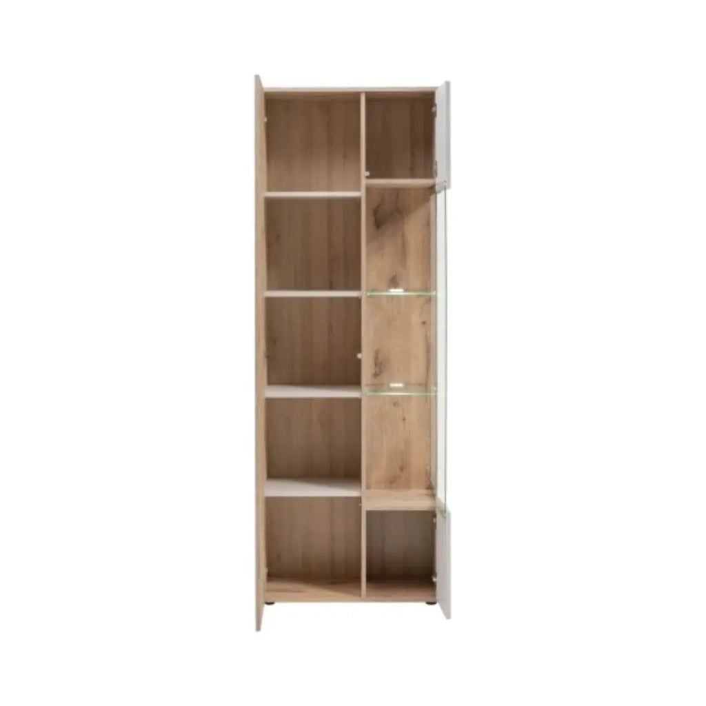 Vetrina ERINA – 2 porte – Rovere chiaro e beige