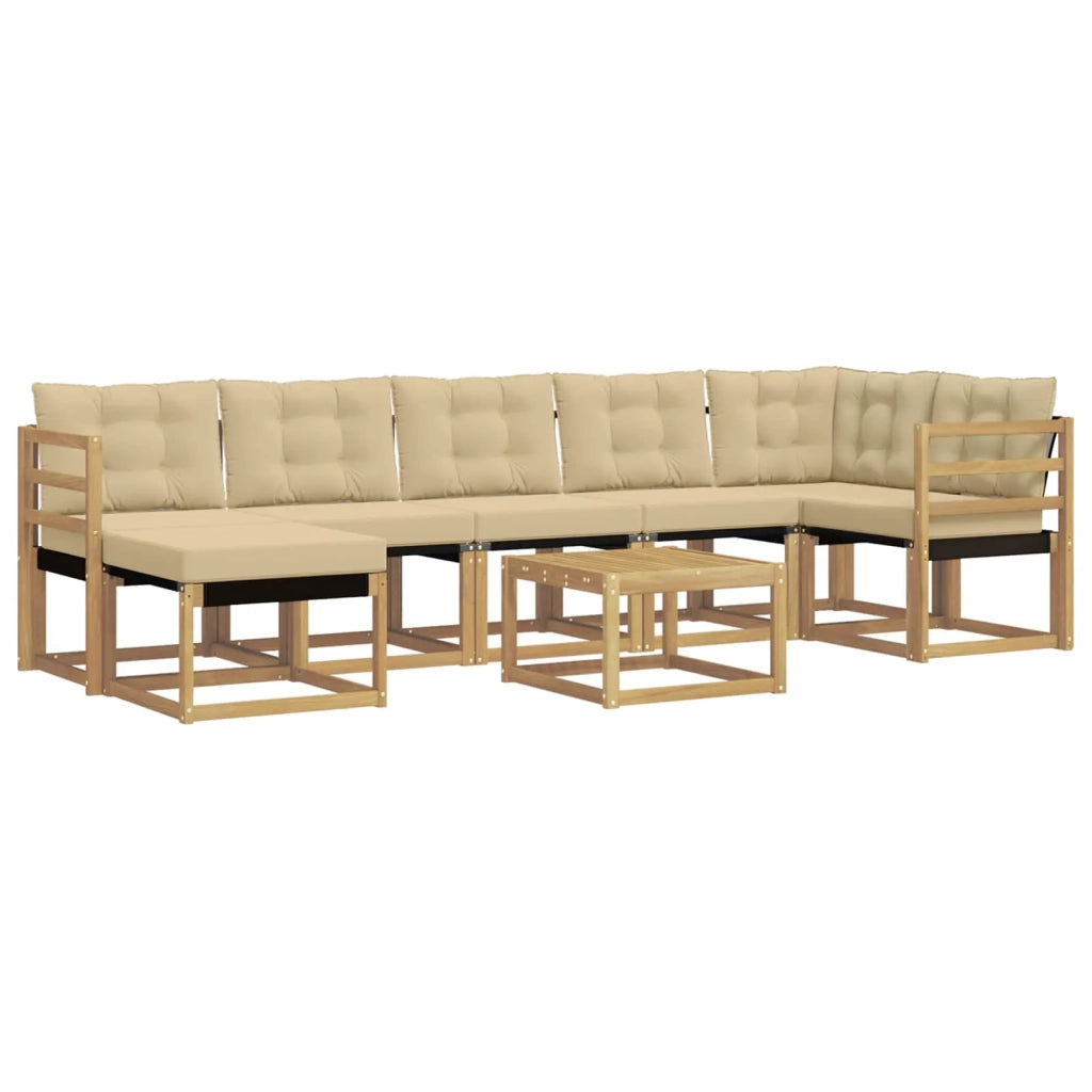 Set di divani da esterno con cuscino 8 pcs Bianco e Beige 3389707