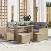 Set Divano da Giardino 9 pcs Beige polyrattan