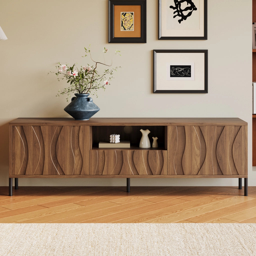 Cassettiera TV naturale in MDF lunghezza 160 cm