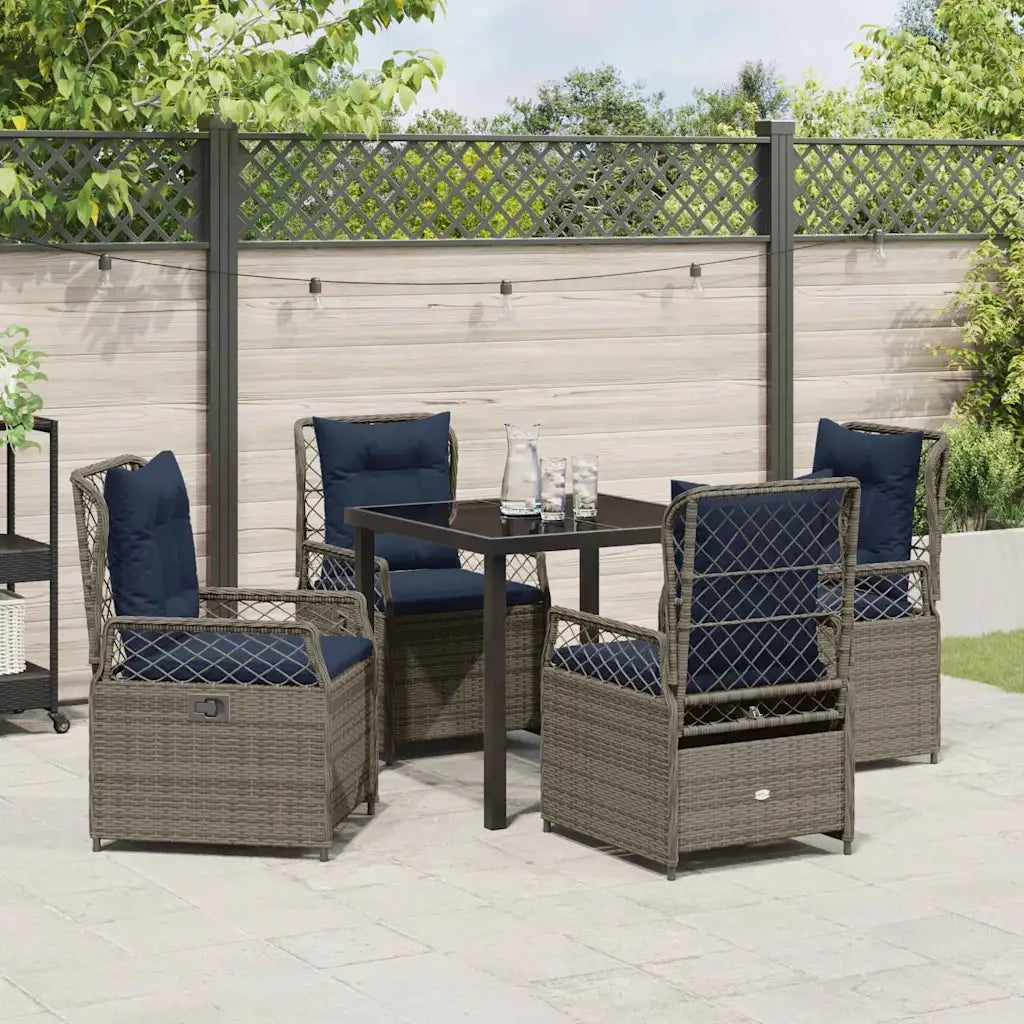 Set da Pranzo per Giardino 5 pcs Grigio polyrattan 3381052