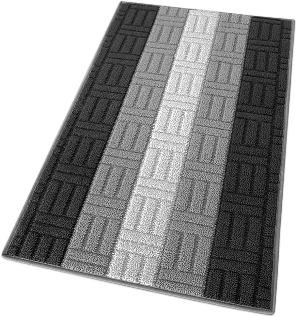 Tappeto Cucina Tessitura 3D Grigio Bordato Assorbente Antiscivolo 57x40 cm