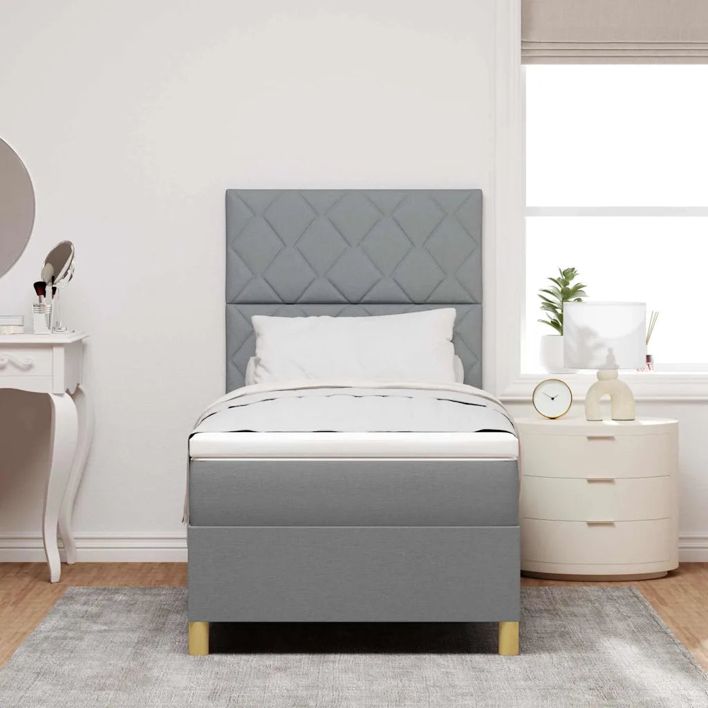 Letto a Sorgente LED Grigio chiaro 100 x 200 cm Tessuto 3343152