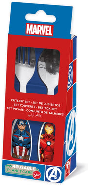 Set 2 posate per bambini in acciaio Avengers