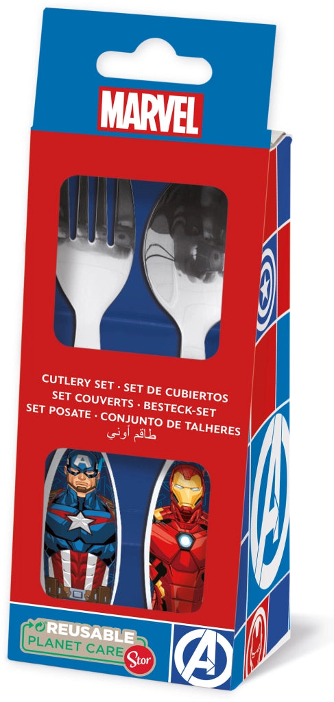 Set 2 posate per bambini in acciaio Avengers