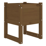 Fioriera | Cassetta per fiori | Vaso Marrone Ambra 40x40x52,5 cm in Legno Massello di Pino