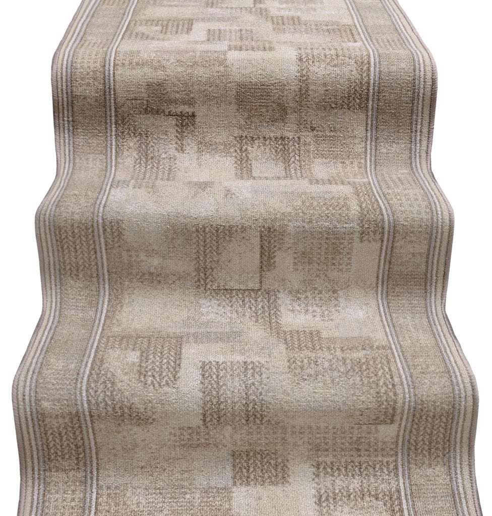 Passatoia Scala Scalinata Ingresso 67x400 Cm Bordata Tappeto Corridoio Gradini Antiscivolo Beige