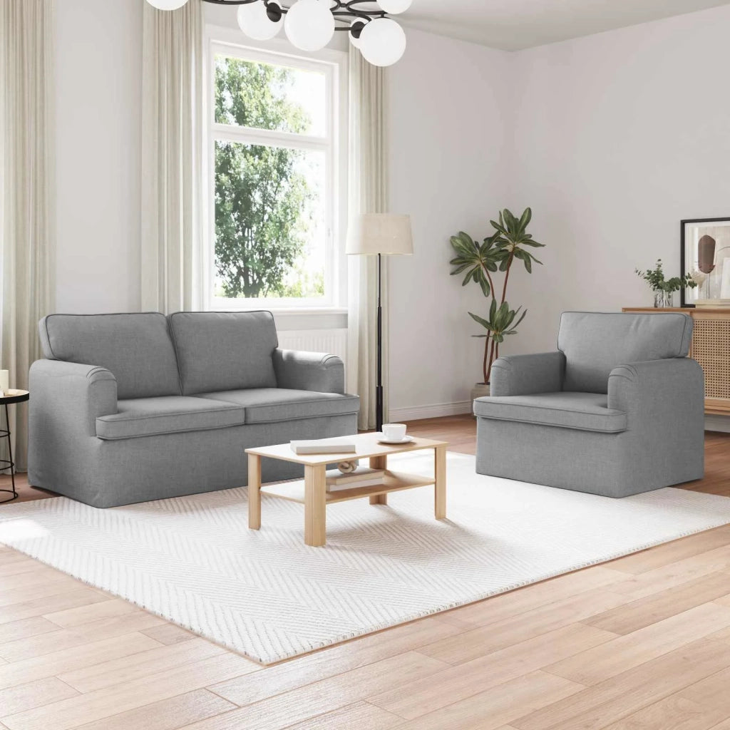 Divano 2 pcs Grigio chiaro 144 x 80 x 85 cm Tessuto