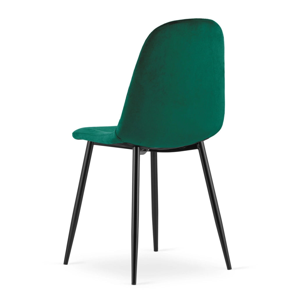 Sedia Asti in velluto verde scuro e gambe in metallo