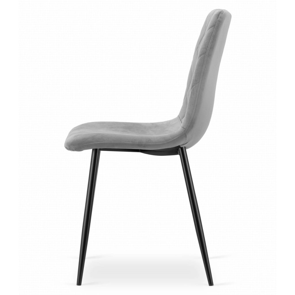 Sedia Turin in velluto grigio chiaro con gambe nere
