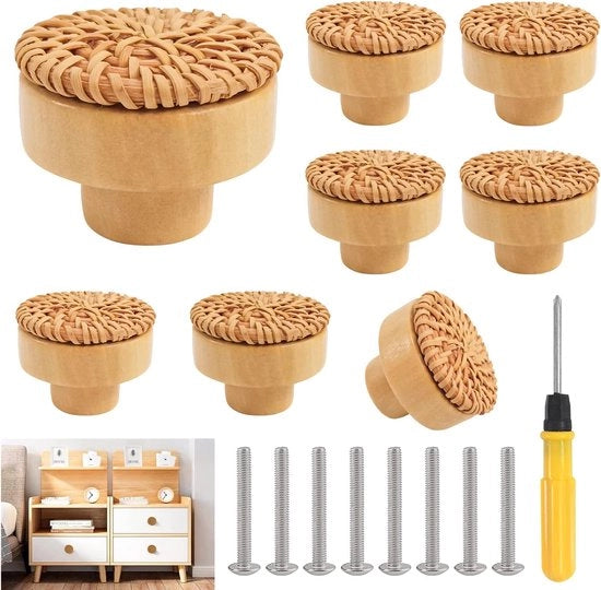 Pomme da toletta boho decorativa - 8 pezzi - in legno