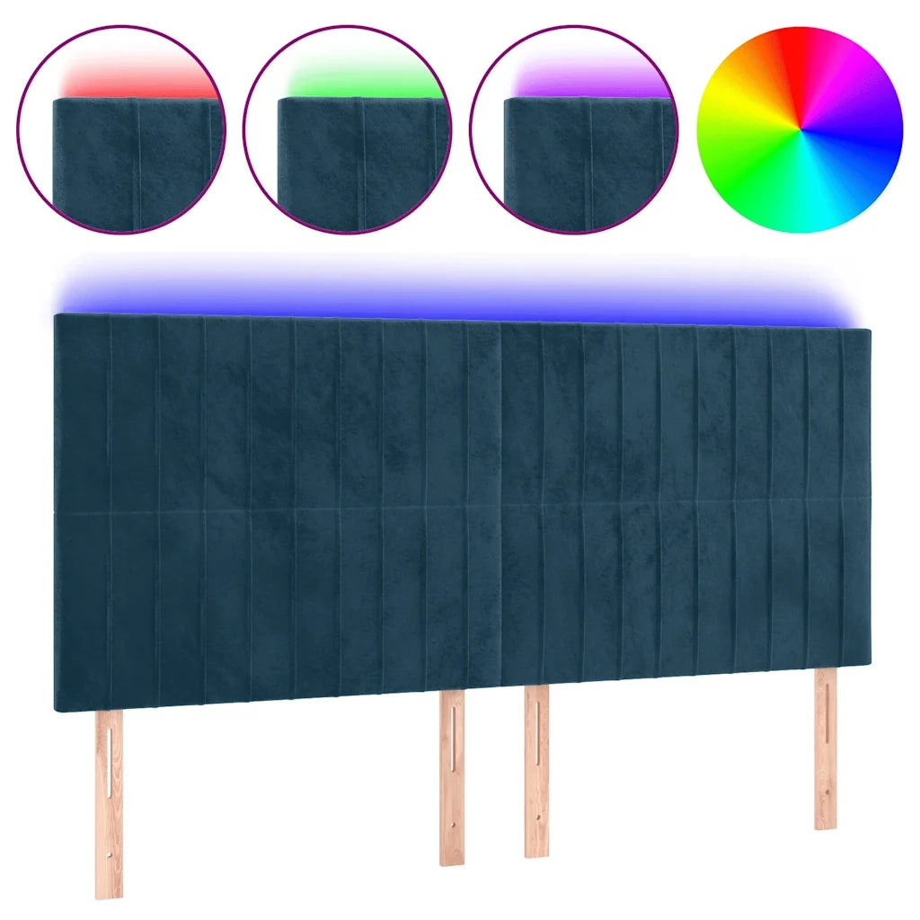 Testiera a LED Blu Scuro 180x5x118/128 cm in Velluto 3122726