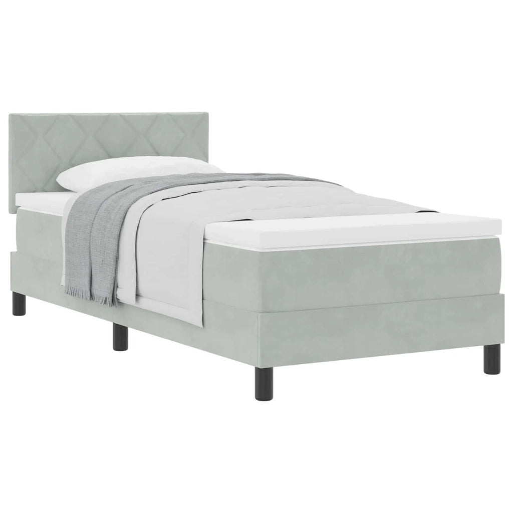Letto a molle con testiera Grigio chiaro 90 x 190 cm Velluto 3339206