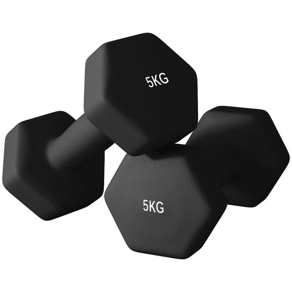 Manubri Esagonali da 5 kg ¨C Minimal ¨C Nero, Metallo e Plastica