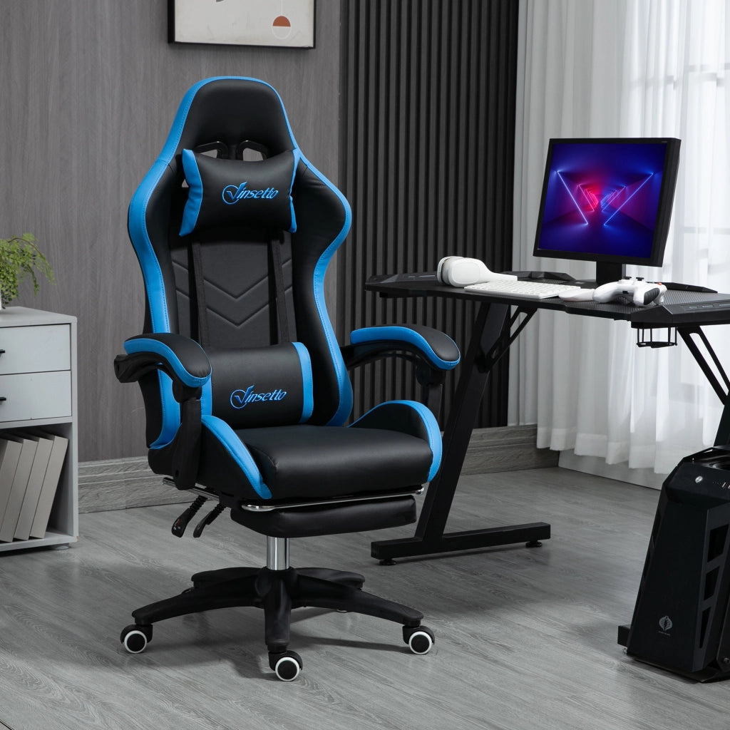 Sedia da Ufficio Gaming ¨C Zephmum ¨C Blu e Nero con Schienale e Supporto Lombare