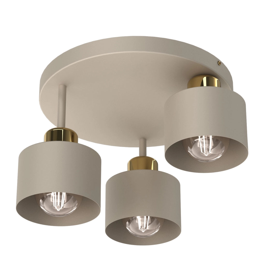 Lampada da soffitto 3 luci beige oro metallo E27 Parkla