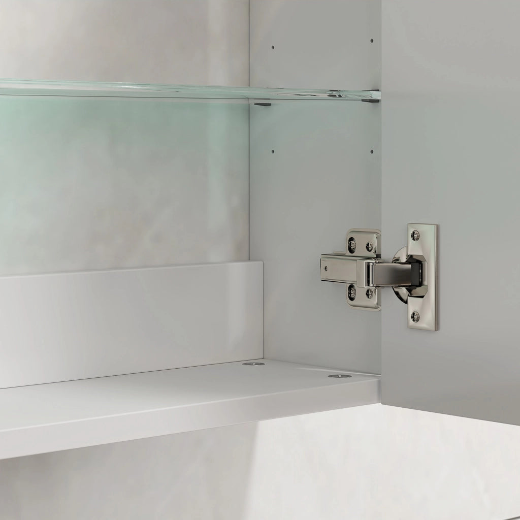 Pensile Bagno a Parete ¨C Xylo ¨C Legno Bianco con 3 Ripiani Regolabili in Vetro, 40x15x55 cm