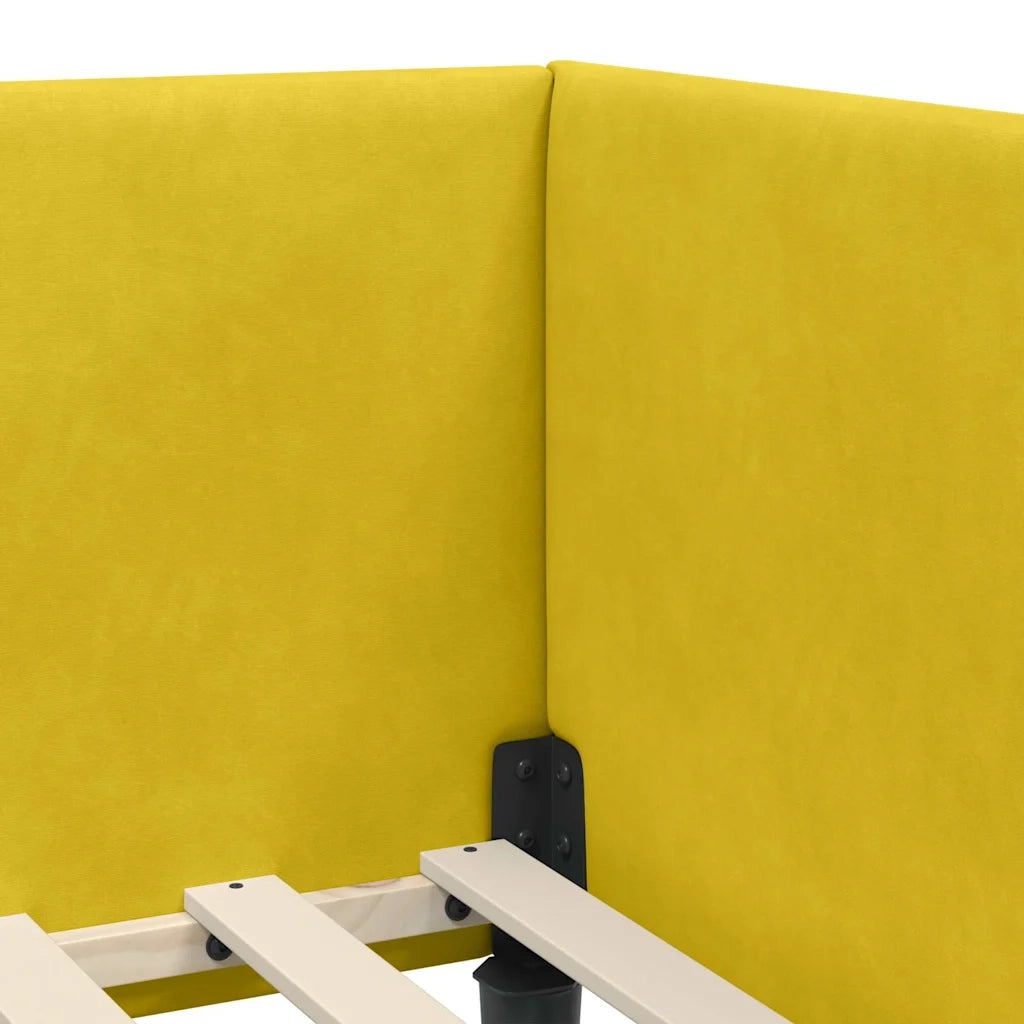 Cornice del letto ad angolo Giallo 90 cm x 200 cm Velluto 42016232