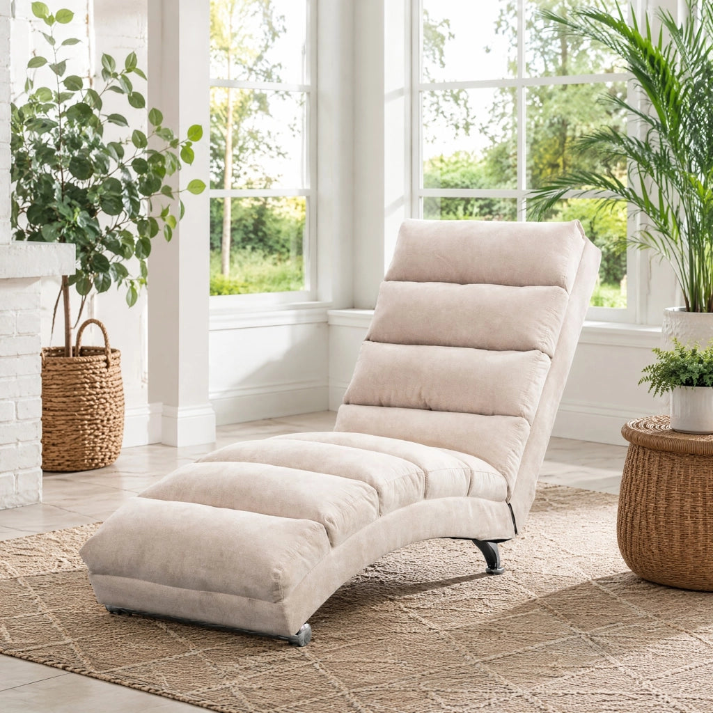 POLTRONA Massaggiante con vibrazione 55x148x84 cm Lino Beige