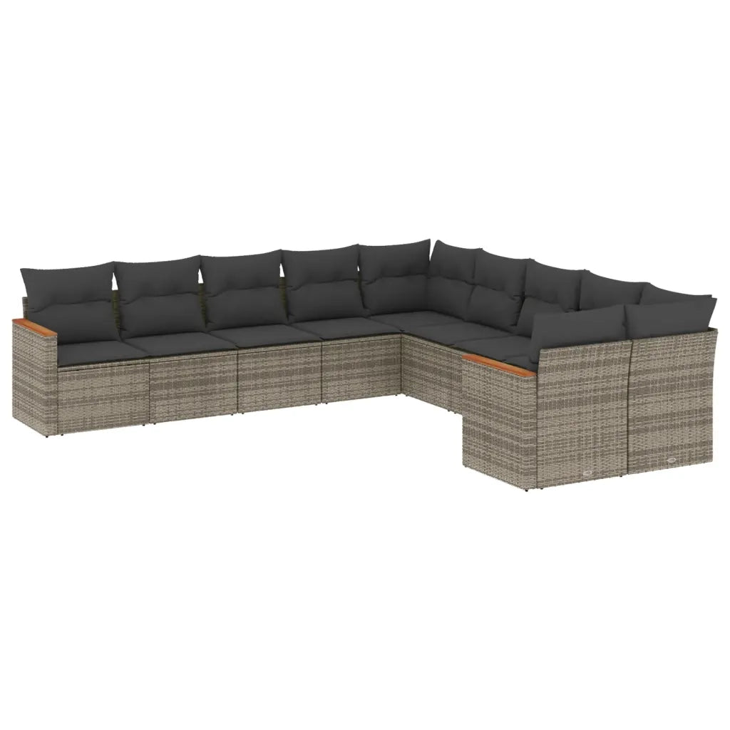 Set Divano da Giardino 10 pz con Cuscini Grigio in Polyrattan 3258756
